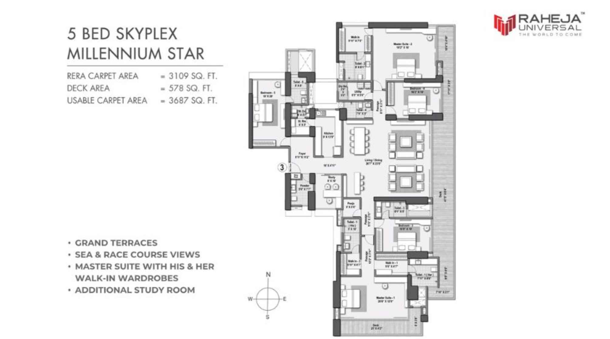 Raheja-Skyplex-Floor-Plan-5 BHK-3687 Sqft